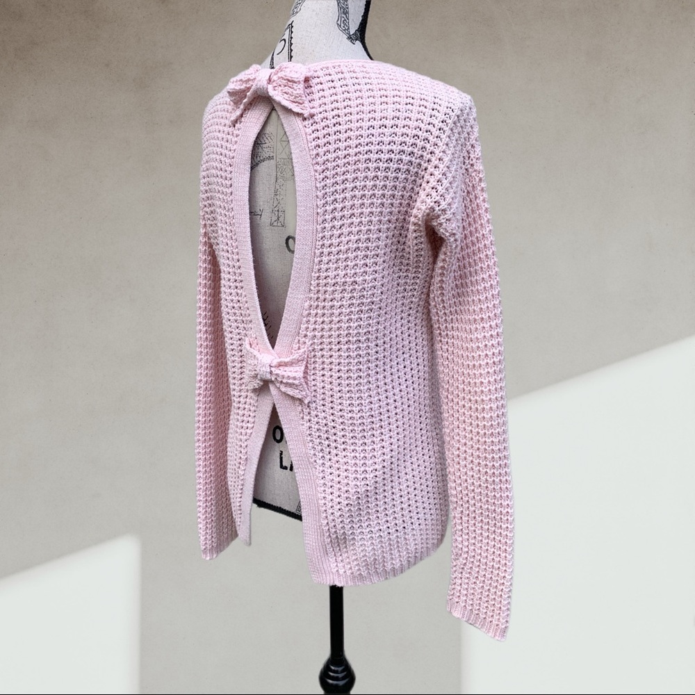 ๐ Pink double bow sweater XS-SMALL - Picture 3 of 7